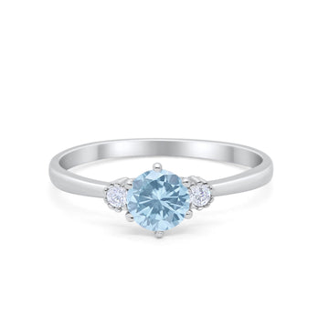 Three Stone Art Deco Ring Aquamarine CZ 925 Sterling Silver Wholesale
